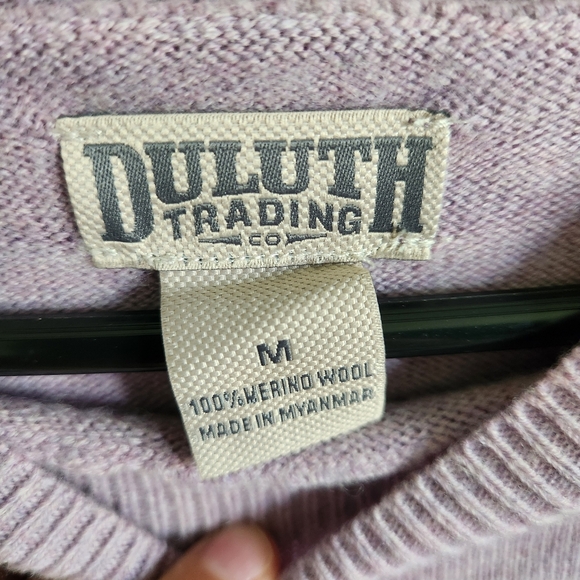 Duluth Trading Co Purple Wash-a-Wool Merino Tunic Sweater Size Medium - Picture 2 of 4
